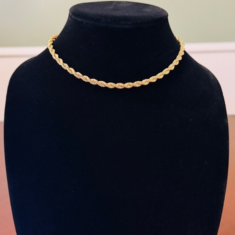 Mayamar 24K Gold Twisted Rope‎ Chain Necklace | Boho Luxe